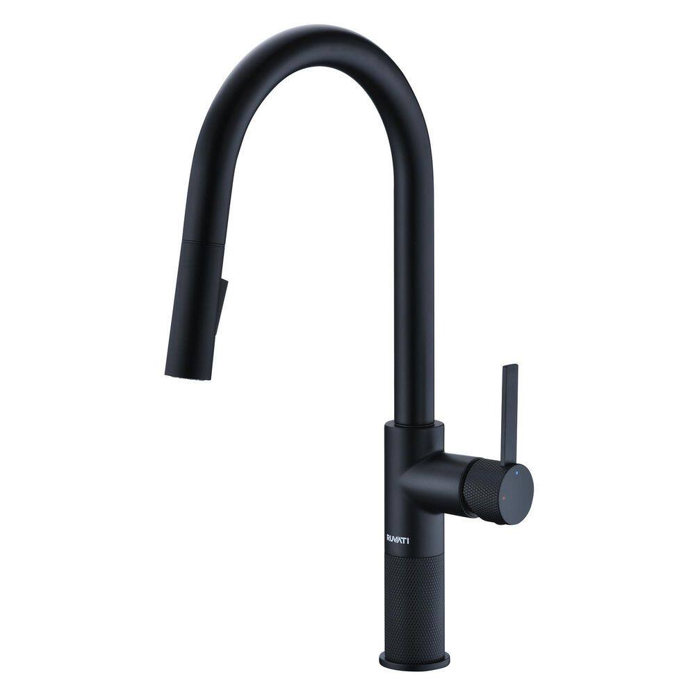 Isola Matte Black 17.75 in. H Single Handle Modern Knurled Pull Down Sprayer Kitchen Faucet with 360° Spout Swivel price history on PriceWatchPro