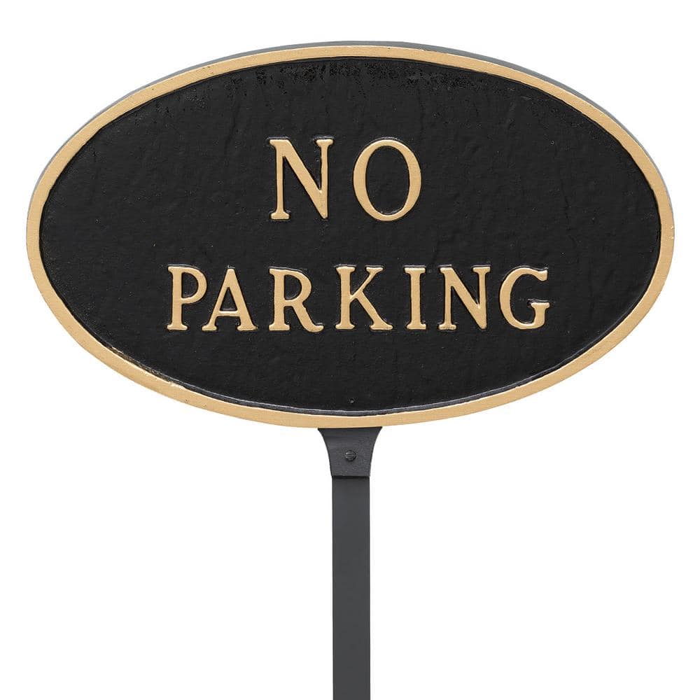6 in. x 10 in. Small Oval No Parking Statement Plaque Sign with 23 in. Lawn Stake, Black with Gold Lettering price history on PriceWatchPro