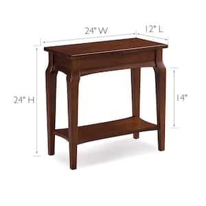 Stratus 12 in. Heartwood Cherry Rectangle Solid Wood Narrow Chairside Table with Shelf