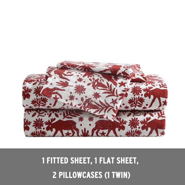 Eddie Bauer CHRISTMAS TREE RED TRUCK QUEEN Flannel Sheet sold Set - cotton flannel