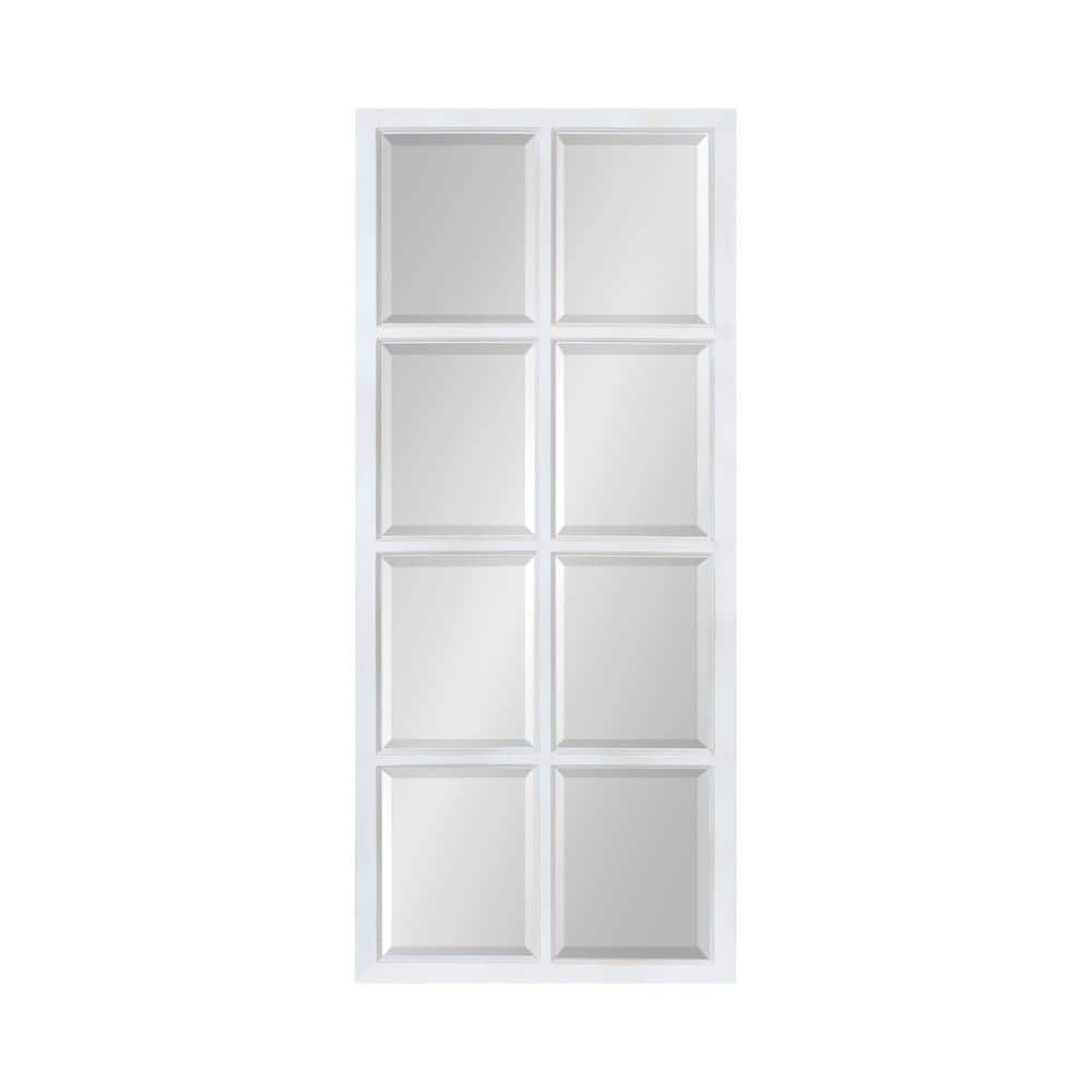 Hogan Rustic White Wooden Windowpane 22" x 46" Wall Mirror