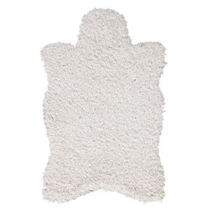 Pure Fuzzy Flokati Collection Non-Slip Rubberback Solid Design 2x3 Soft Sheepskin Indoor Runner Rug, 2' x 3' 3'', Ivory