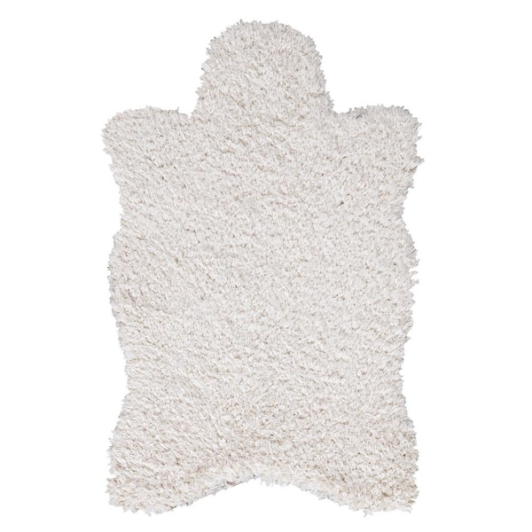 Ottomanson Flokati Low Pile Ivory 2 ft. x 3 ft. 3 in. Sheepskin Faux Fur Solid Design Kids Area Rug