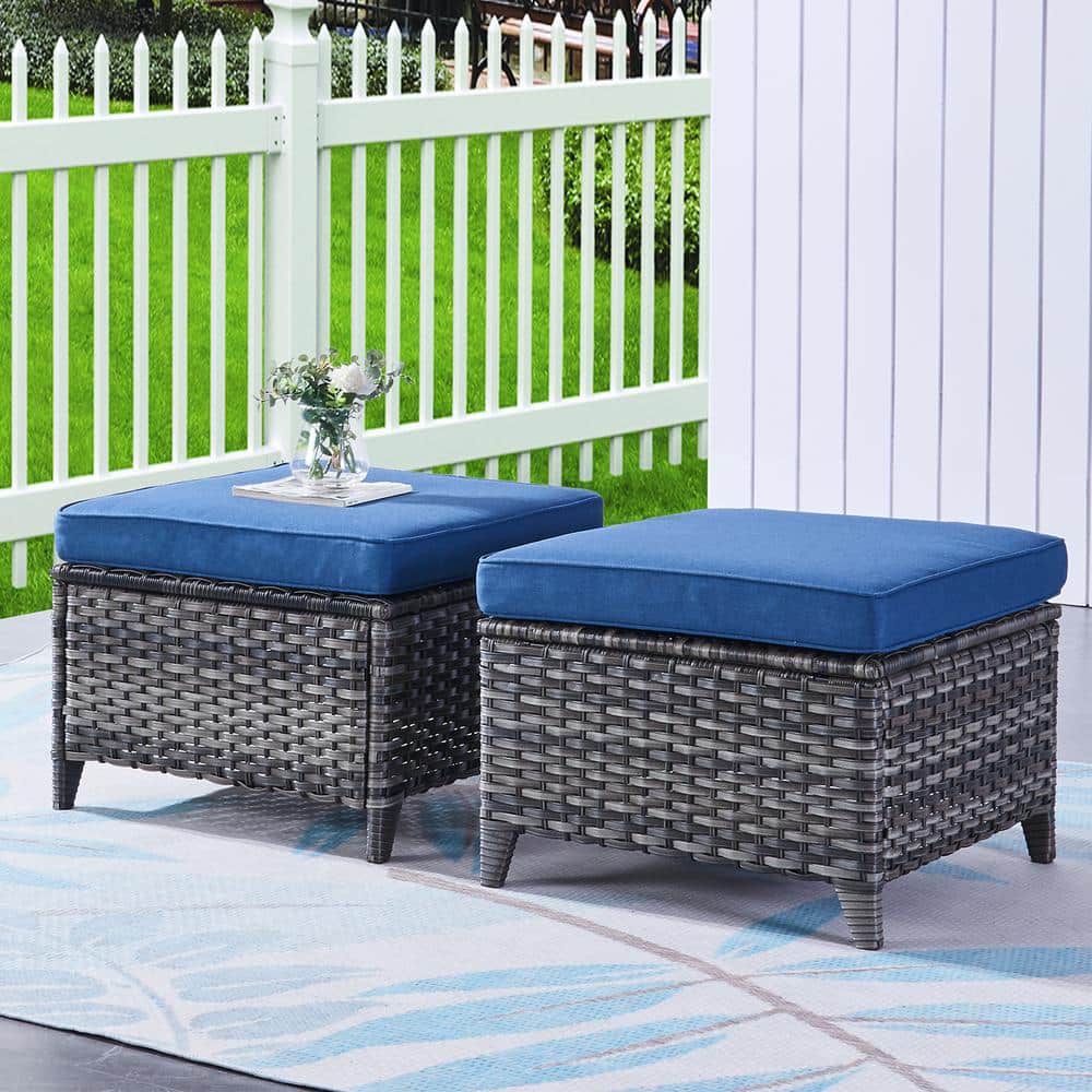 HUMMUH Carlos Brown Wicker Outdoor Lounge Chair With Beige Cushion 2 Pack Pw087 2