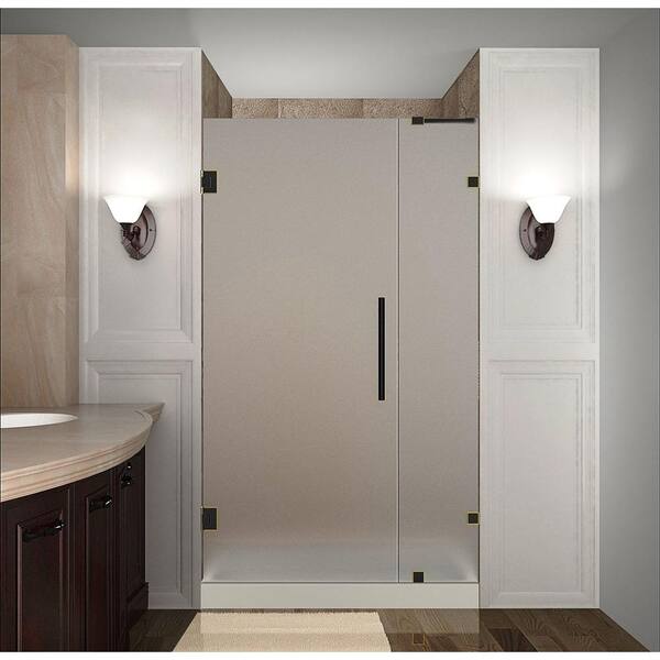 Aston Nautis 30 in. x 72 in. Completely Frameless Hinged Shower Door with Frosted Glass in Oil Rubbed Bronze