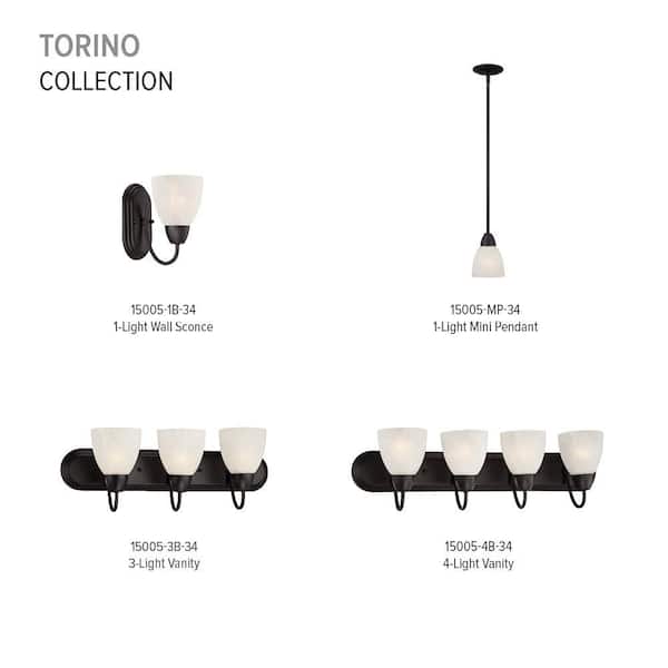 Designers Fountain - Torino 60-Watt 1-Light Oil Rubbed Bronze Transitional Mini Pendant Light with Alabaster Glass Shade, No Bulbs Included