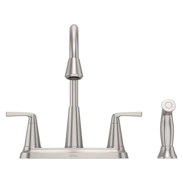 Allegan Double Handle Deck Mount Standard Kitchen Faucet in Spot Defense Stainless Steel