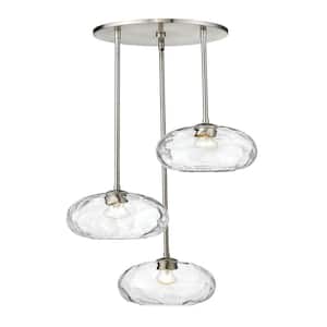 3-Light Brushed Nickel Pendant with Clear Glass Shade