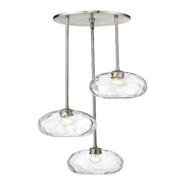 Filament Design 3-Light Brushed Nickel Pendant with Clear Glass Shade