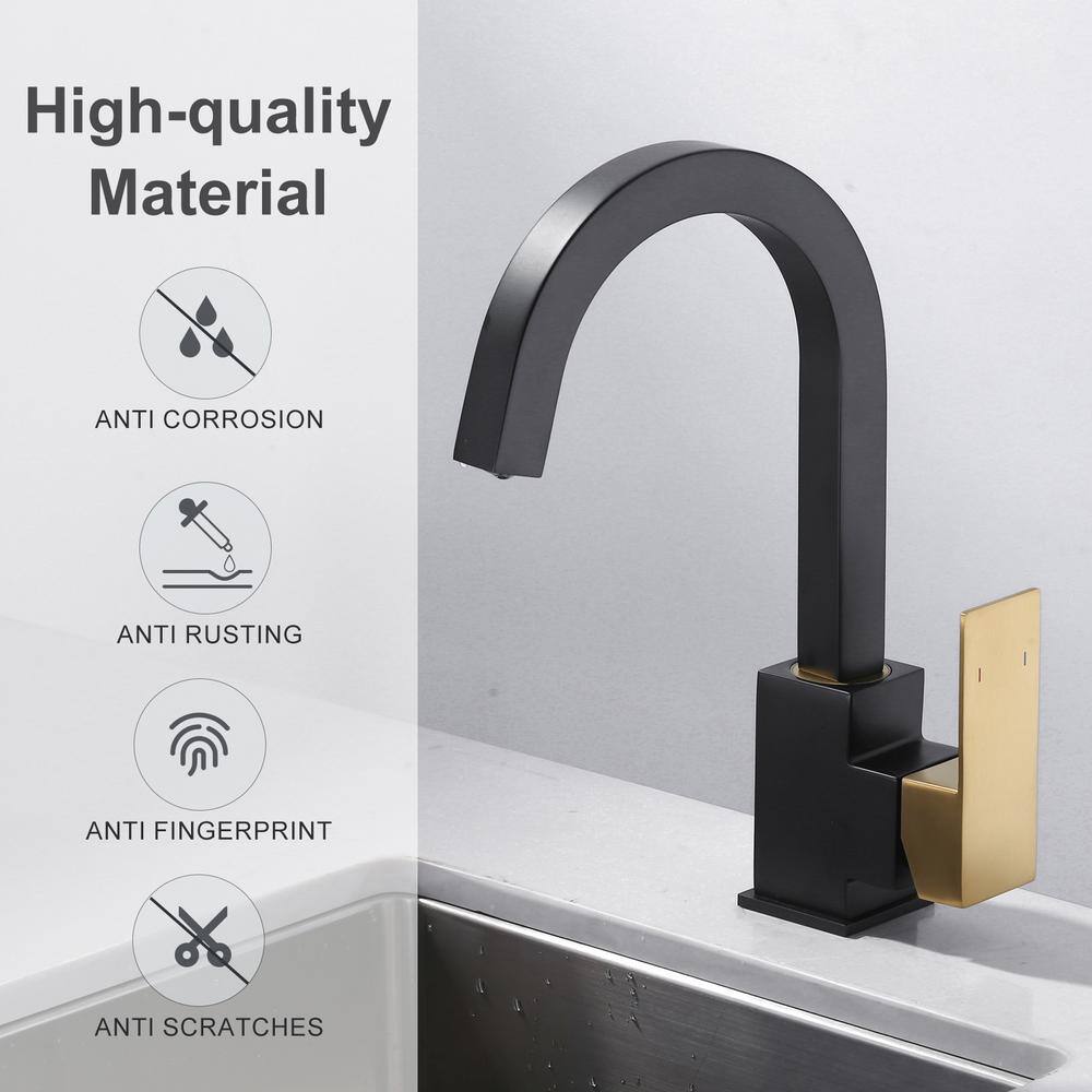 Black and Gold Stainless Steel Single Handle Bar Faucet