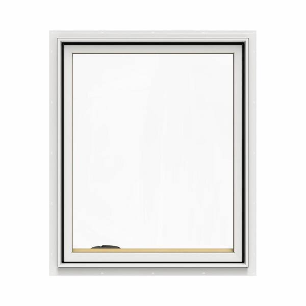JELD-WEN 30.75 in. x 36.75 in. W-2500 Series White Painted Clad Wood Left-Handed Casement Window with BetterVue Mesh Screen