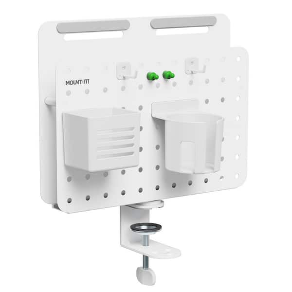 14 in. x 11 in. 360° Rotating White Pegboard and Organizer with Accessories