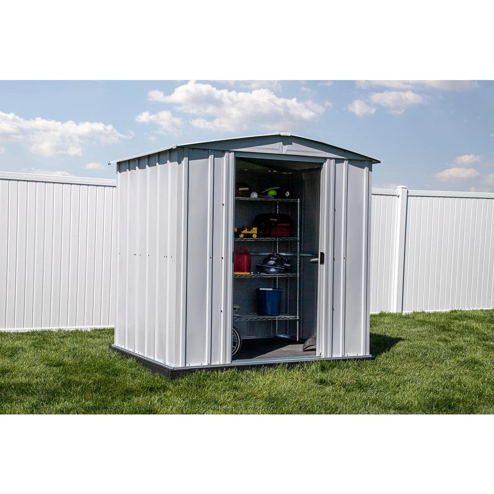 Arrow Classic 6x5 Flute Grey Steel Storage Shed with Sliding Doors