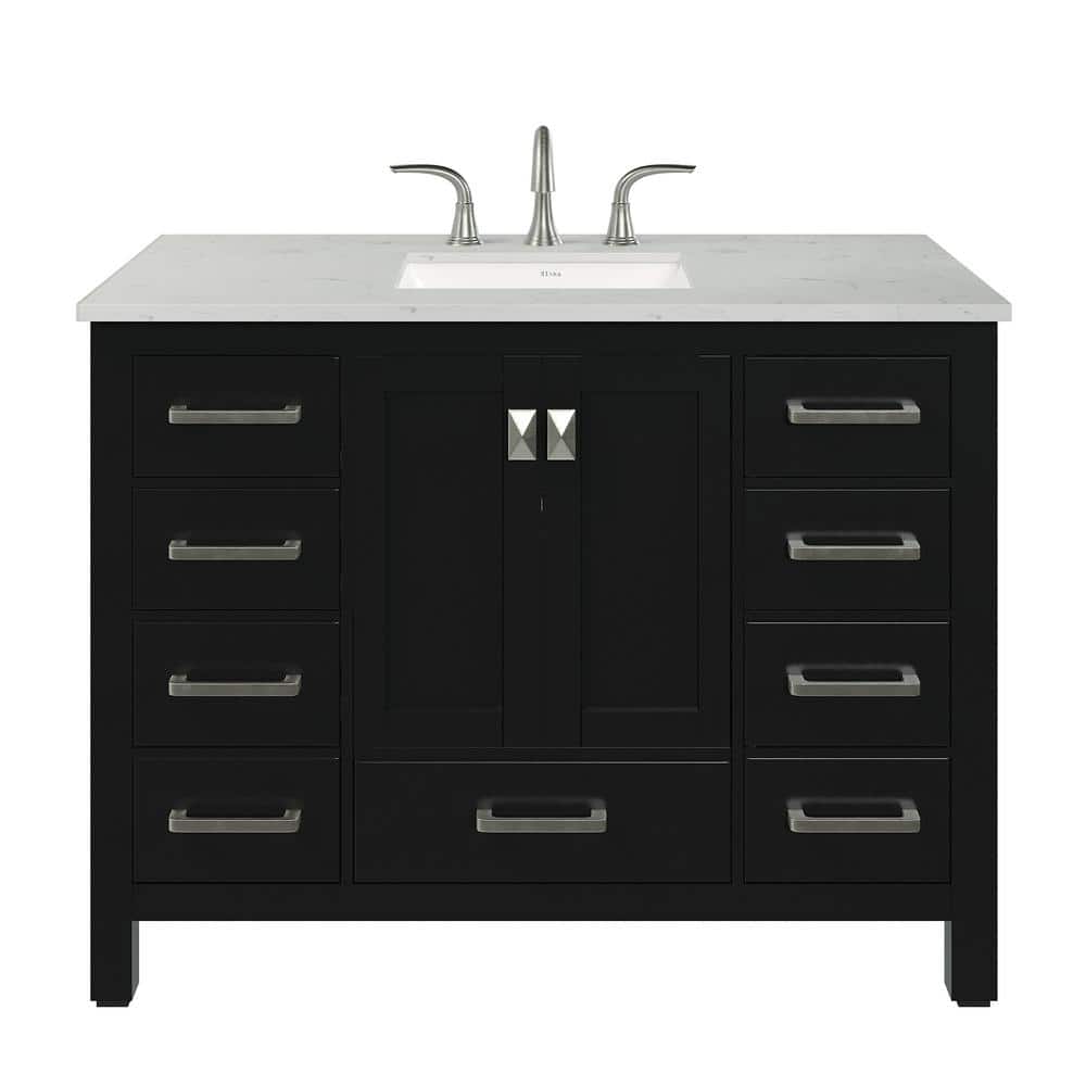 Espresso 42'' Transitional Single Vanity with Carrara Marble Top
