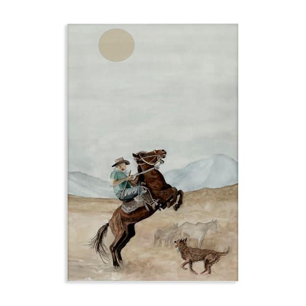 Stupell Industries Rearing Horse & Dog by Cindy Jacobs Unframed People Graphic Art Print 24 in. x 16 in.