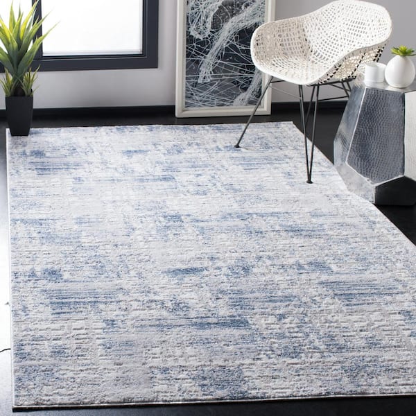 Amelia Blue/Gray Doormat 3 ft. x 5 ft. Distressed Geometric Area Rug