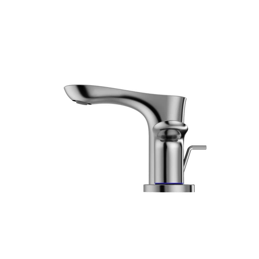 Polished Nickel Modern Widespread Bathroom Faucet with Drain Assembly