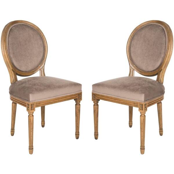 Safavieh Paris Oval Cotton Side Chair in Mushroom Taupe (Set of 2)