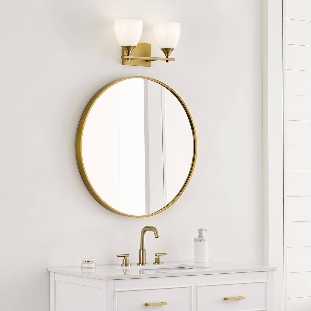 Satin Brass and Milk Glass 2-Light Wall Sconce