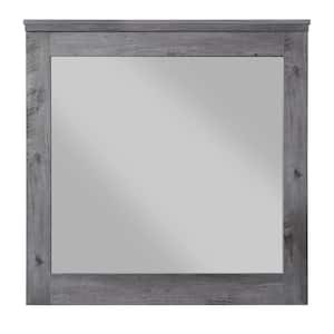 Traditional 37.88 in. H x 37.38 in. W Gray Modern Square Shape Wooden Frame Wall Mirror