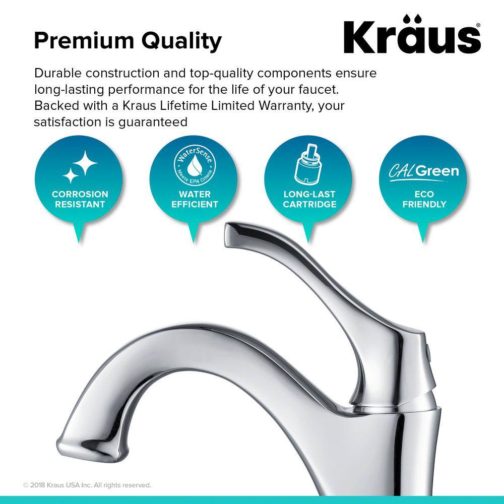 Arlo Chrome Single Handle Brass Bathroom Faucet with Lift Rod Drain
