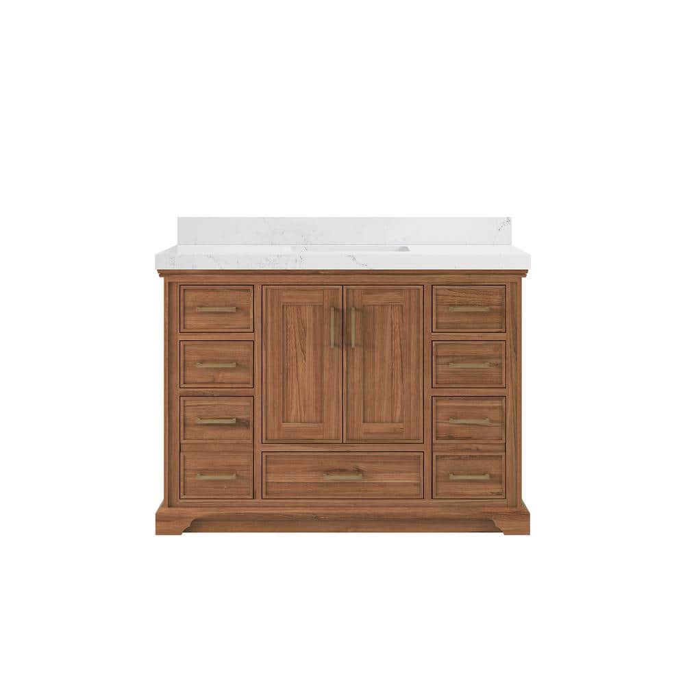 Charlotte Teak 48 in. W x 22 in. D x 36 in. H Single Sink Bath Vanity in Dark Natural with 2 in. Carrara Quartz Top price history on PriceWatchPro