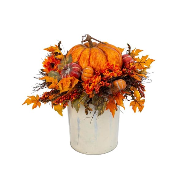GERSON INTERNATIONAL 23 in. Artificial H Porch Bucket with Floral