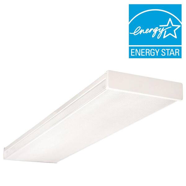 NICOR 4-Light White Fluorescent Wraparound Steel Ceiling Fixture with Clear Prismatic Acrylic Lens