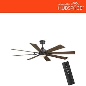 Makenna 60 in. Indoor/Outdoor Matte Black Ceiling Fan with Integrated LED with Light Kit, DC Motor and Remote