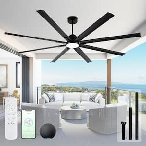 84 in. Indoor Black Ceiling Fans with Light, with Modern 8-Aluminum Blades, Noiseless DC Motor for Garage or Pool Area