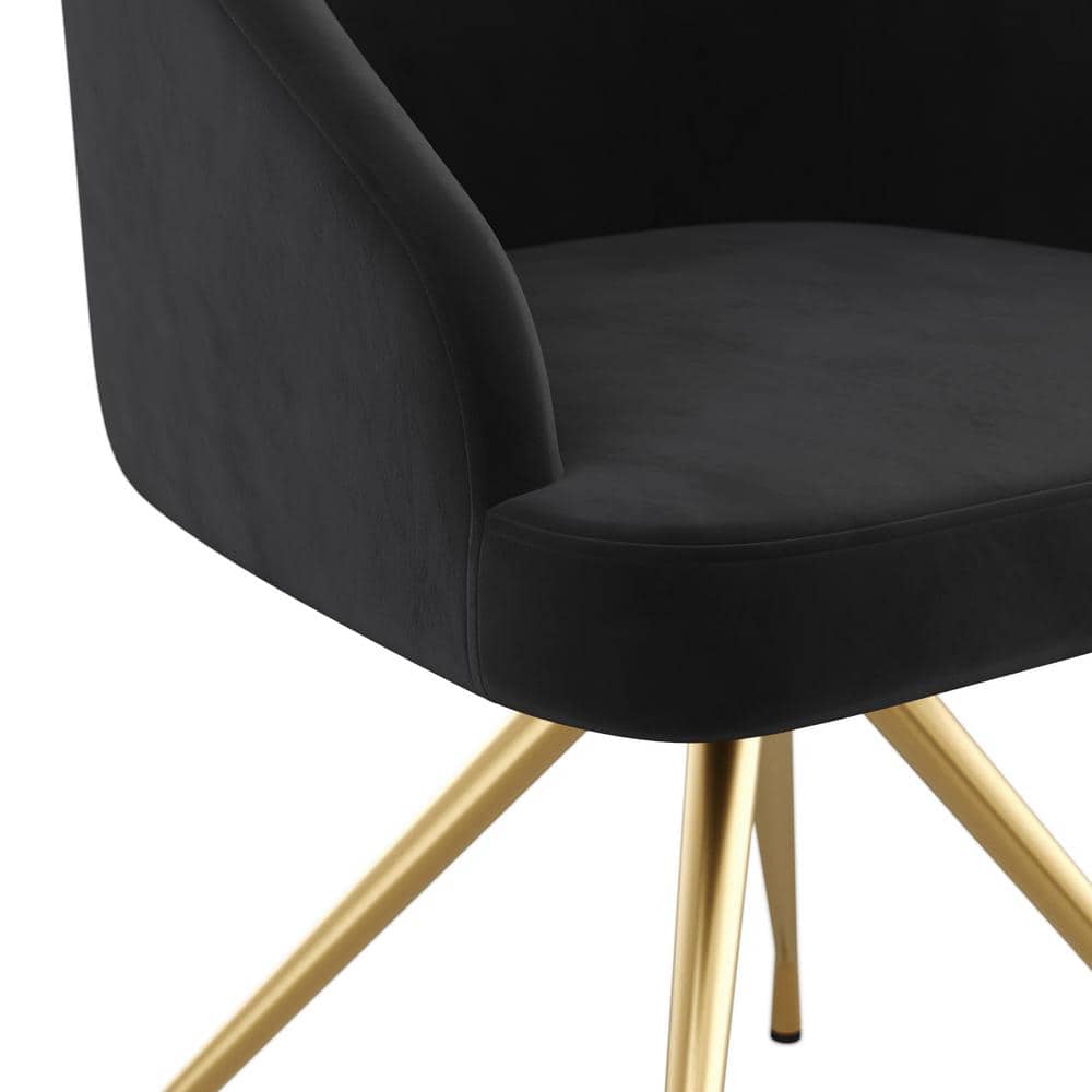 Black Velvet and Polished Nickel Swivel Office Chair