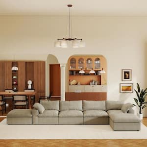 Magic Home 157 in. Square Arm 6-Piece Linen U-shaped Sectional