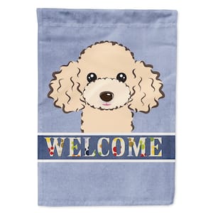 28 in. x 40 in. Polyester Buff Poodle Welcome Flag Canvas House Size 2-Sided Heavyweight
