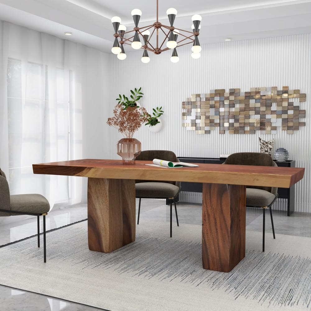 Decmode Natural Teak Wood Dining Table