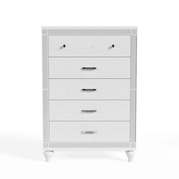 Furniture of America Alcorn 5-Drawer White Chest of-Drawers (52.25 in. H x 36 in. W x 18 in. D)