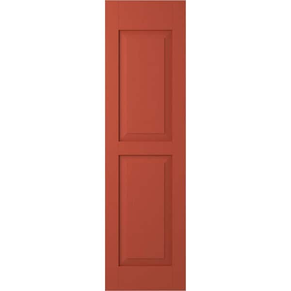 Ekena Millwork 18 in. W x 76 in. H Americraft 2-Equal Flat Panel Exterior Real Wood Shutters Pair in Colorful Leaves