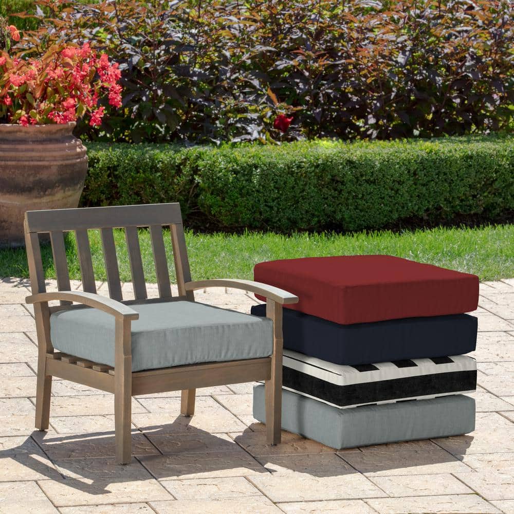 Stone Grey Polyester Outdoor Deep Seat Cushion, 24 x 24