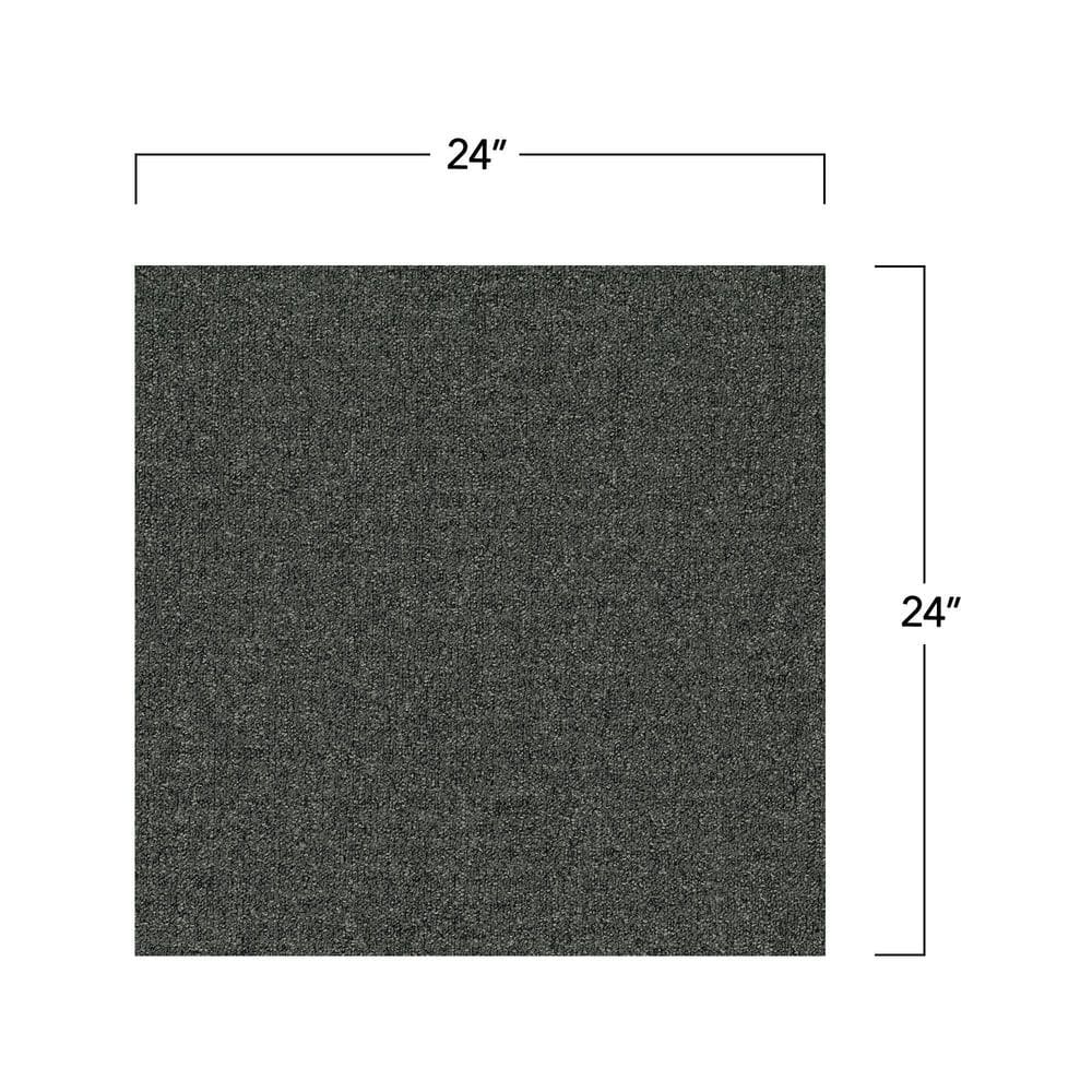 Stonewash Gray Nylon Low Pile Carpet Tile, 24" x 24"
