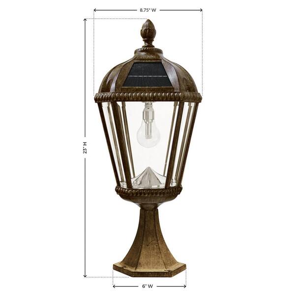 Royal Bulb Series Outdoor Weathered Bronze Integrated LED Solar Powered Post Light on Pier Base Royal Bulb Series Outdoor Weathered Bronze Integrated LED Solar Powered Post Light on Pier Base