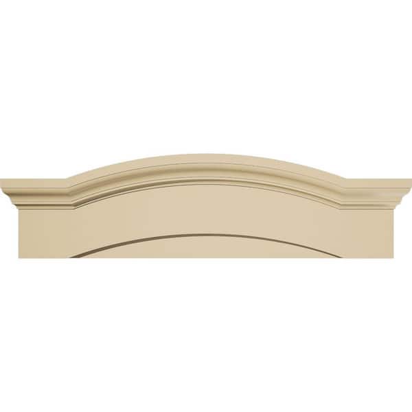 38 in. W x 10-1/2 in. H x 3 in. P Eyebrow Signature Urethane Pediment, Primed Tan