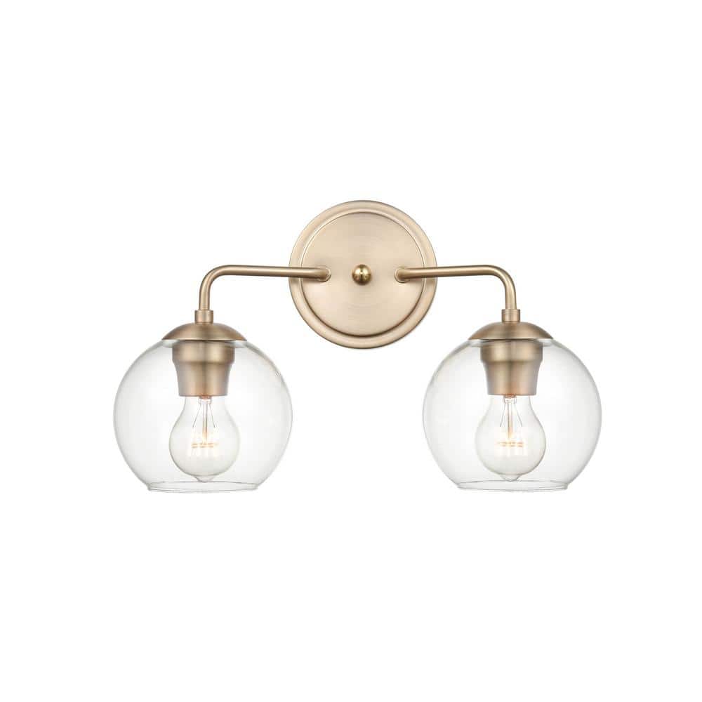 Millennium Lighting 16 in. 2-Light Modern Gold Vanity Light with Clear ...