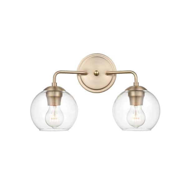 Millennium Lighting 16 in. 2-Light Modern Gold Vanity Light with Clear Glass Shade