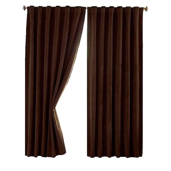 Absolute Zero Chocolate Faux Velvet Thermal Blackout Curtain - 50 in. W x 63 in. L