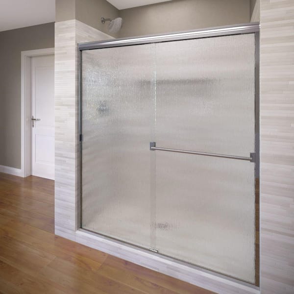 Basco Classic 56 in. x 70 in. Semi-Frameless Sliding Shower Door in Chrome