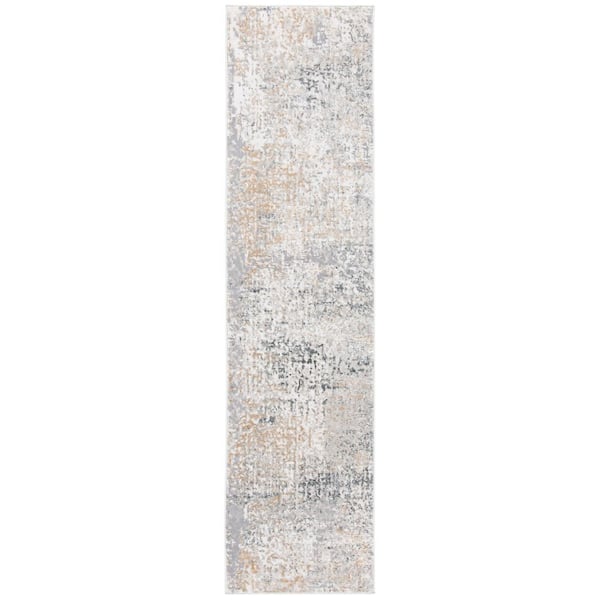 Vogue 2 ft. x 10 ft. Beige/Gray Distressed High-Low Runner Rug