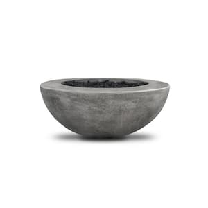 Berkley 36 in. W x 16 in. H Outdoor Round Cement Liquid Propane Fire Pit Kit Bowl in Pewter Color with 54 lbs. Lava Rock
