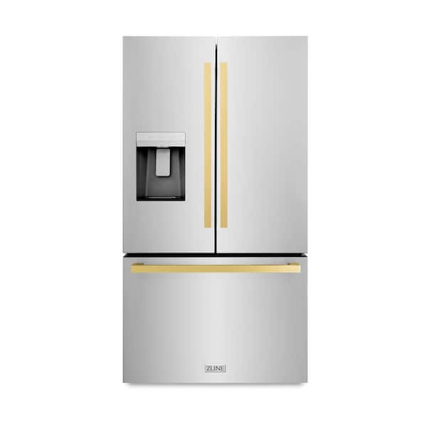 ZLINE Kitchen and Bath 36 in. 3-Door French Door Refrigerator w/ Ice ...