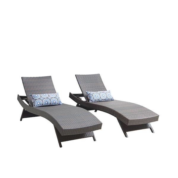 Brown All-Weather Adjustable Resin Outdoor Patio Chaise Lounger (Set of 2)