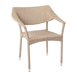 Brown Wicker/Rattan Outdoor Lounge Chair in Brown