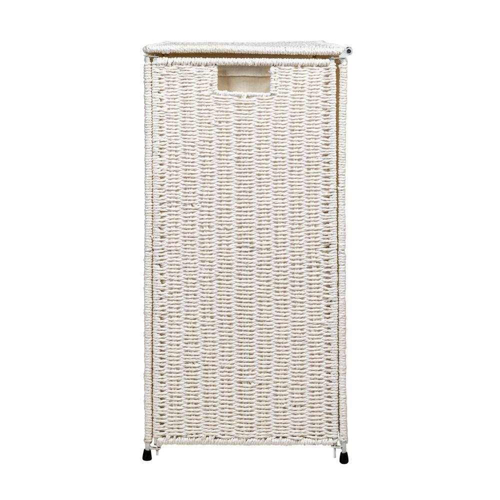 White Wicker 3-Compartment Laundry Sorter with Lid